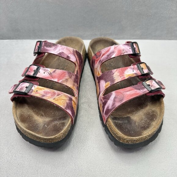 Betula by Birkenstock Florida Womens Size 8 (EU 39) Sandals Burgundy Leather - Picture 2 of 8